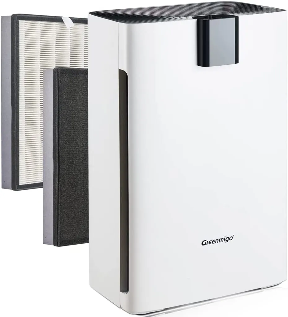 Greenmigo Luftreiniger AP300 Air Purifier mit HEPA Filter Aktivkohlefilter Ionisator,99.97% Filterleistung,Leiser Betrieb,Gegen Tiergerüche Rauch Pollen Staub,Luftreiniger für Allergiker und Raucher